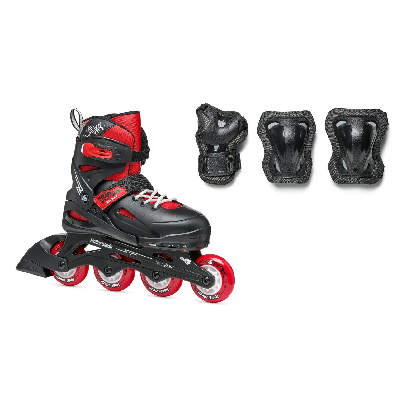 Rollerblade Fury Combo Adjustable Kids Skates - Black/Red 1 Rollerblade Fury Combo Adjustable Kids Skates - Black/Red