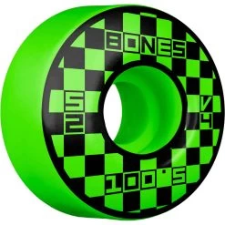 Bones 100's Block Party V4 Wide Skateboard Wheels Green - 52mm