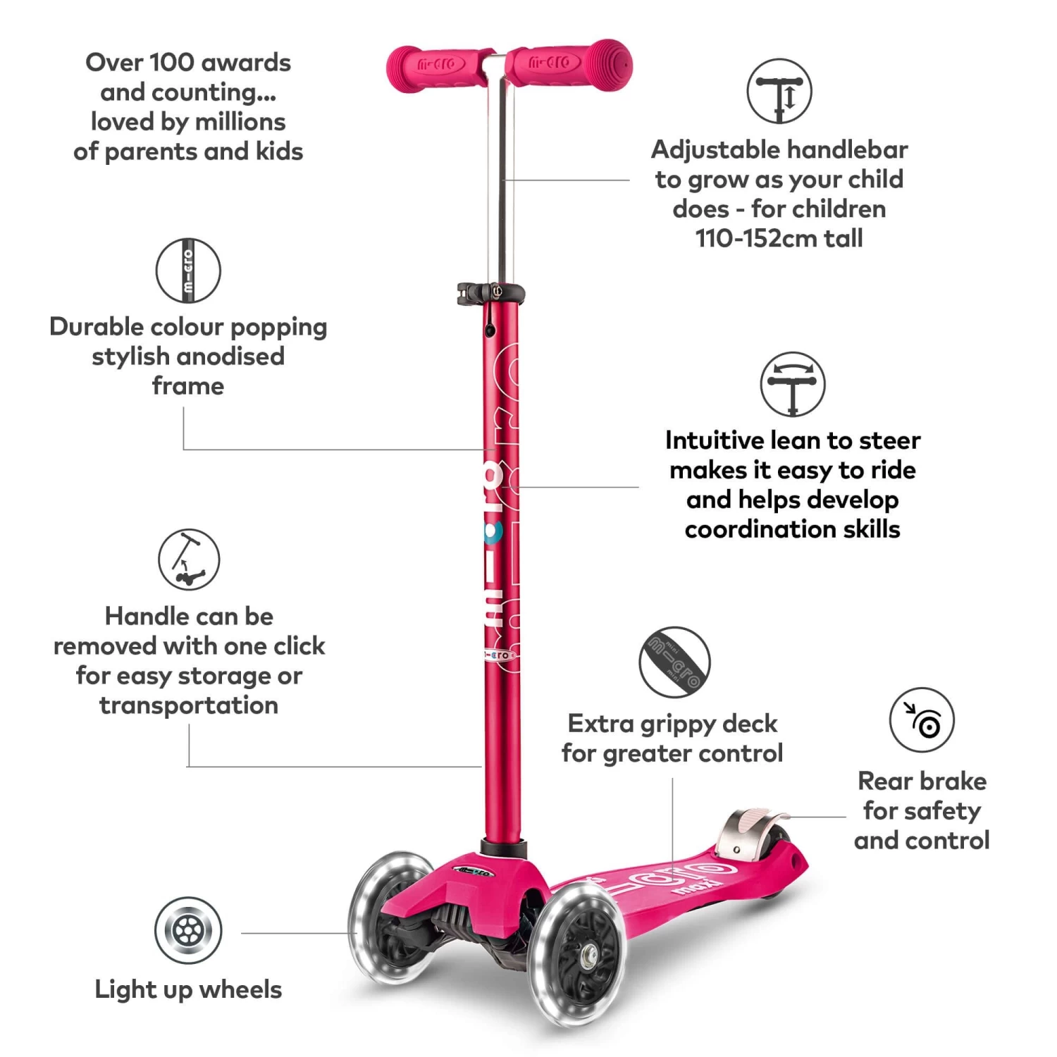 Maxi Micro Deluxe LED Scooter - Pink 3 Maxi Micro Deluxe LED Scooter - Pink - Image 3