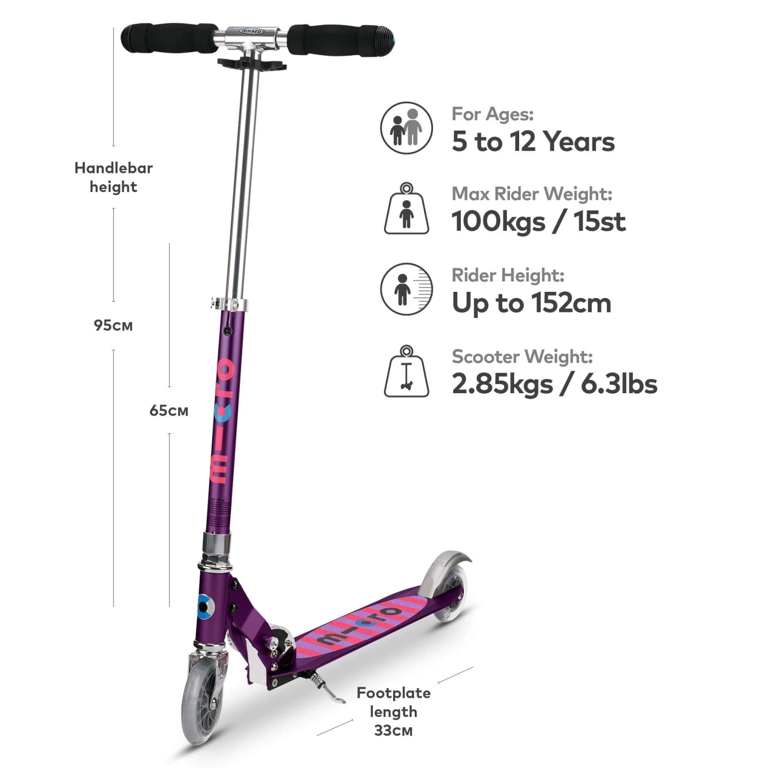 Micro Sprite Scooter - Purple Stripe 2 Micro Sprite Scooter - Purple Stripe - Image 2