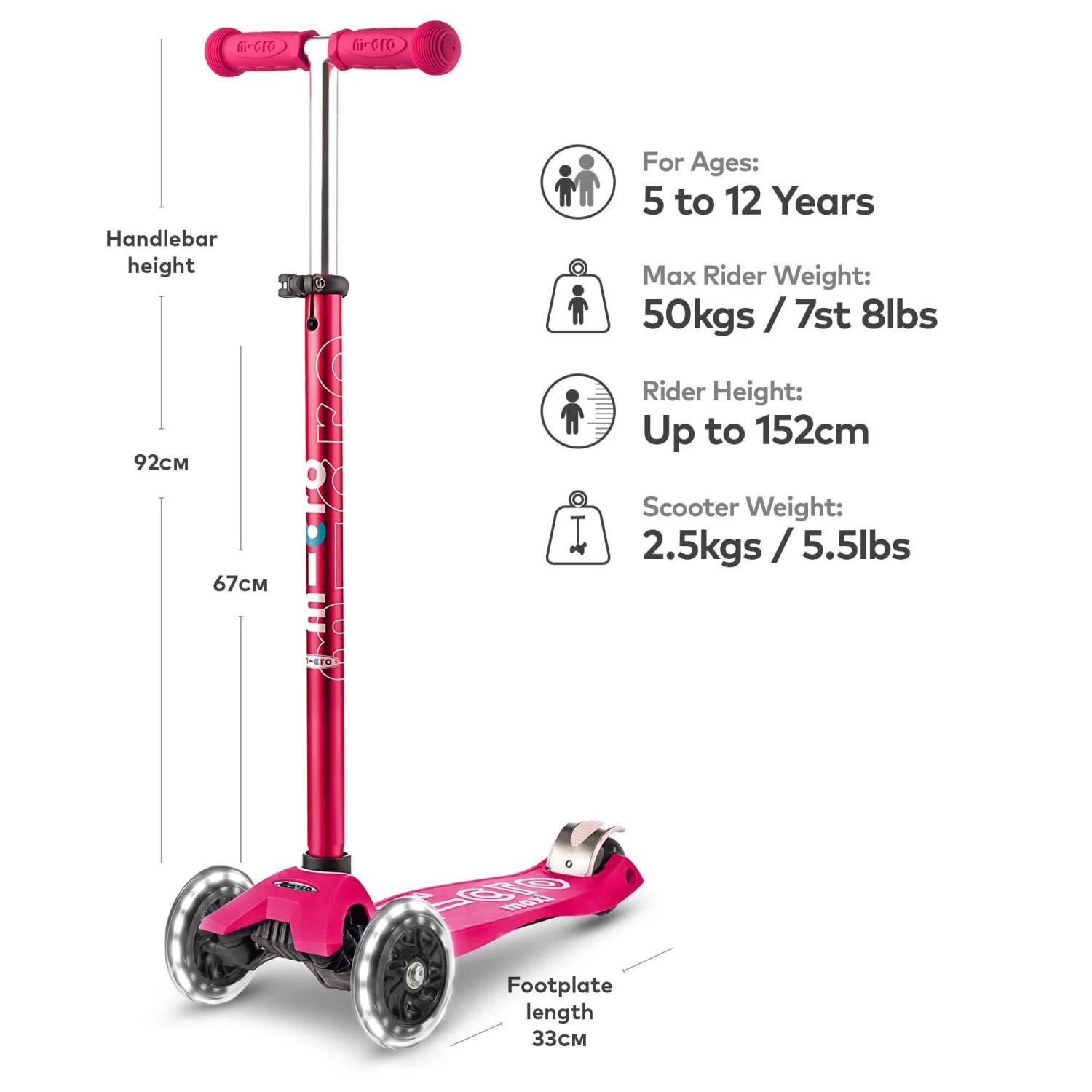 Maxi Micro Deluxe LED Scooter - Pink 2 Maxi Micro Deluxe LED Scooter - Pink - Image 2