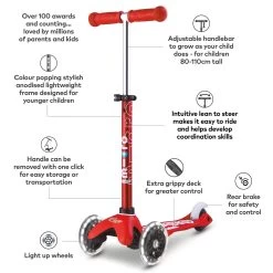 Mini Micro Deluxe LED Scooter - Red -Skateboard Promotion Store TTCq4r2b