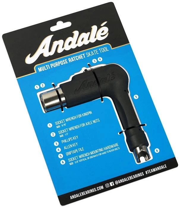 Andale Multi Purpose Ratchet Skate Tool Black 1 Andale Multi Purpose Ratchet Skate Tool Black