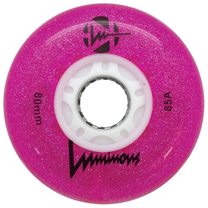 Luminous Light Up Inline Skate Wheels - Pink Glitter 4 Pack 1 Luminous Light Up Inline Skate Wheels - Pink Glitter 4 Pack