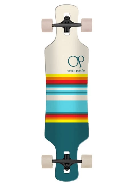 Ocean Pacific Swell White And Teal Drop Through Longboard - 36" 1 Ocean Pacific Swell White And Teal Drop Through Longboard - 36"