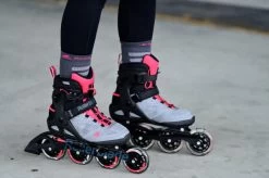 Rollerblade Macroblade 90 Womens Skates - Grey/Pink -Skateboard Promotion Store rollerblade macroblade 90 womens skates grey pink lifestyle