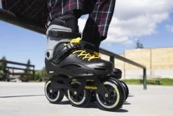 Rollerblade RB 110 3WD Inline Skates - Black/Yellow -Skateboard Promotion Store rollerblade rb 110 3wd inline skates black yellow lifestyle