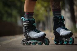 Rollerblade Zetrablade Elite Womens Skates - Black/Powder Blue 7 Rollerblade Zetrablade Elite Womens Skates - Black/Powder Blue -Skateboard Promotion Store rollerblade zetrablade elite womens skates black powder blue lifestyle
