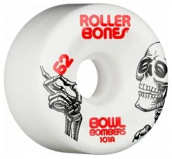Rollerbones Bowl Bomber Wheels White 62mm 101a - Set Of 8