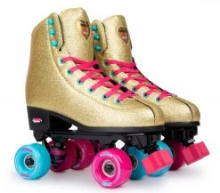 Rookie X Bump Rollerdisco Roller Skates - Gold -Skateboard Promotion Store rookie x bump rollerdisco roller skates gold pair
