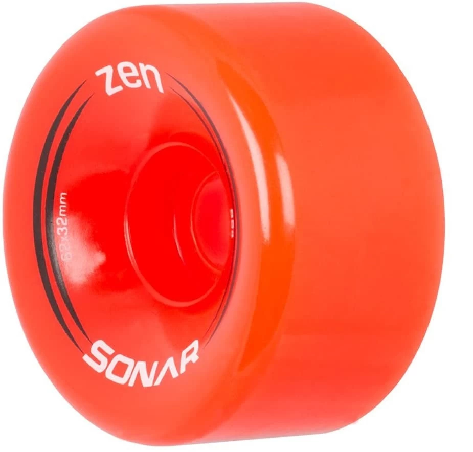 Sonar Zen Red Quad Roller Skate Wheels 62mm - Set Of 4 1 Sonar Zen Red Quad Roller Skate Wheels 62mm - Set Of 4
