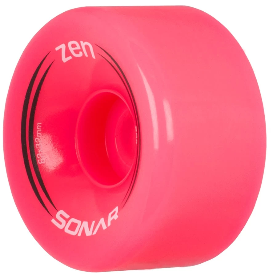 Sonar Zen Pink Quad Roller Skate Wheels 62mm - Set Of 4 1 Sonar Zen Pink Quad Roller Skate Wheels 62mm - Set Of 4