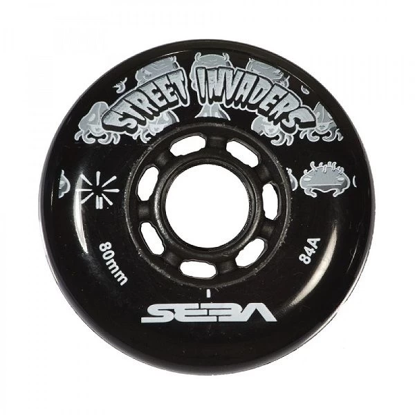 Street Invaders Inline Skate Wheels 84a - Black 4 Pack 1 Street Invaders Inline Skate Wheels 84a - Black 4 Pack