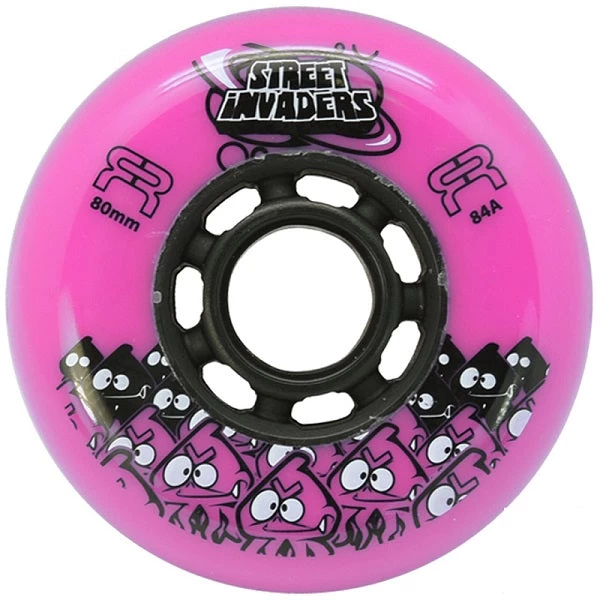 Street Invaders Inline Skate Wheels 84a - Pink 4 Pack 1 Street Invaders Inline Skate Wheels 84a - Pink 4 Pack