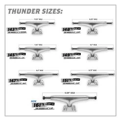Thunder H Lights II Hollow Light Skateboard Trucks Silver - 149 -Skateboard Promotion Store thunder trucks size guide 15