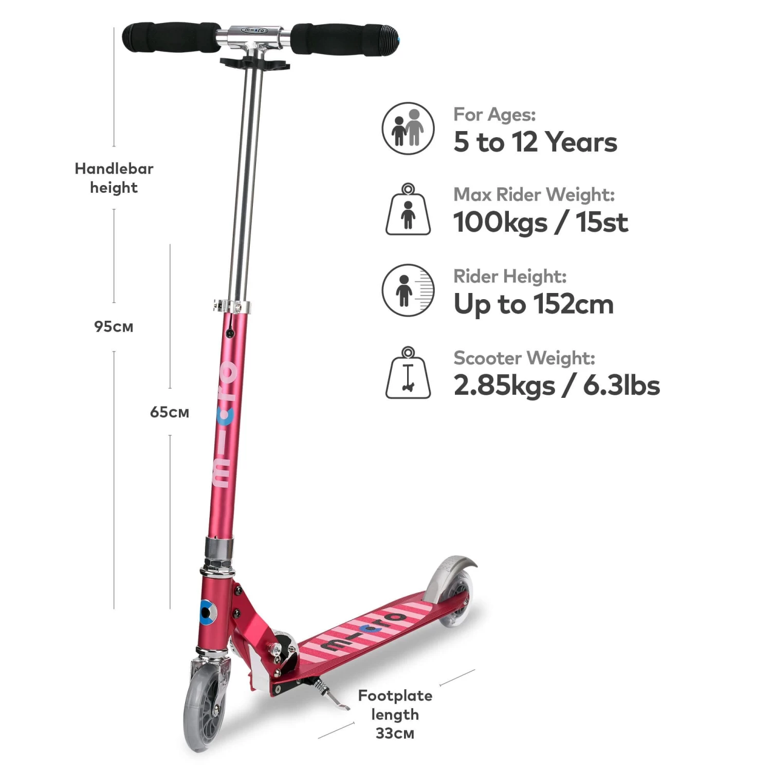 Micro Sprite Scooter - Pink Stripe 2 Micro Sprite Scooter - Pink Stripe - Image 2