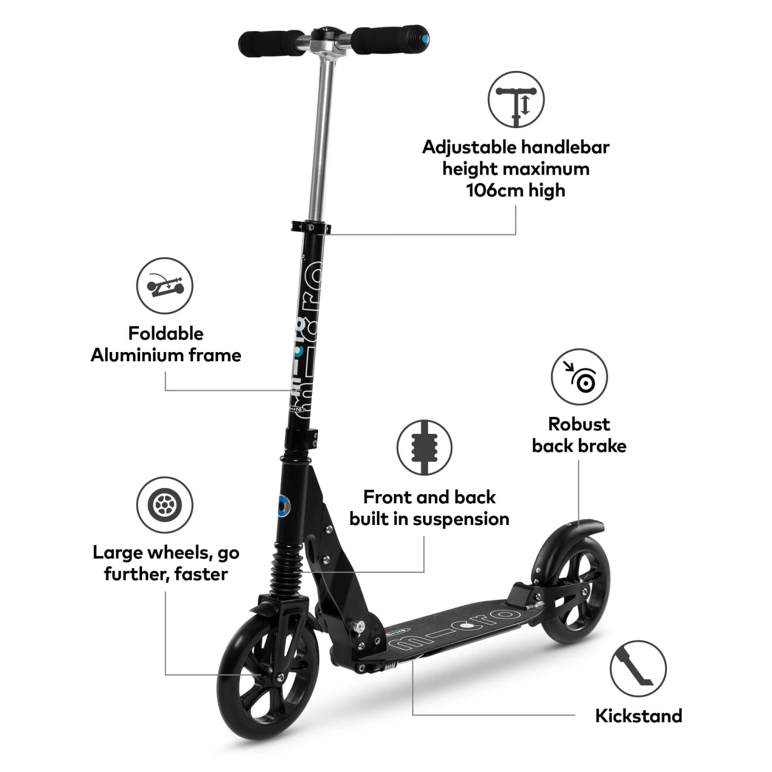 Micro Suspension Scooter - Black 3 Micro Suspension Scooter - Black - Image 3
